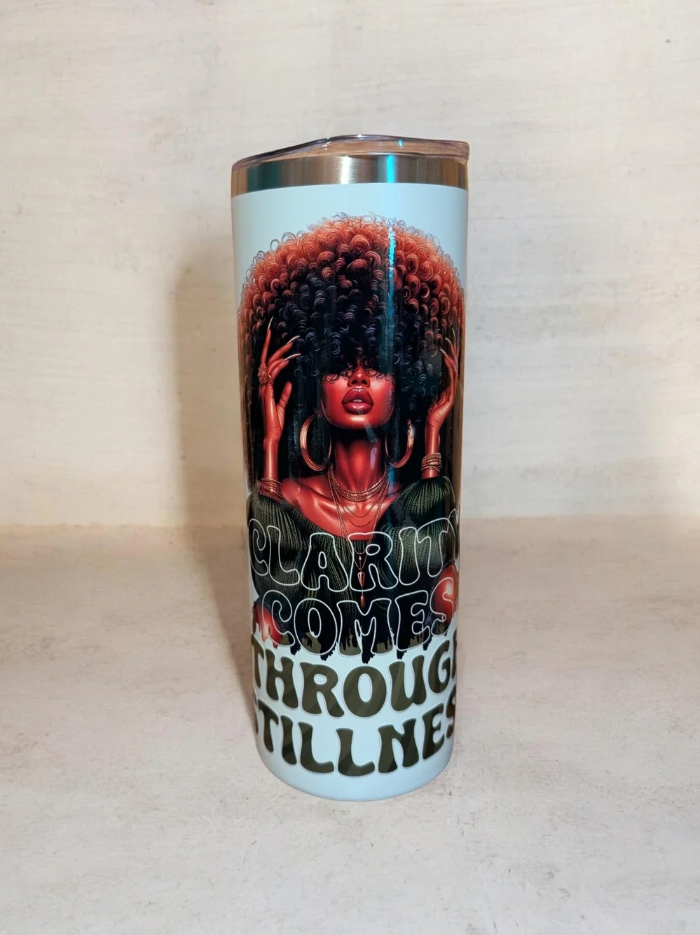 Afro Art Stainless Tumbler - Brown & Black Graphic